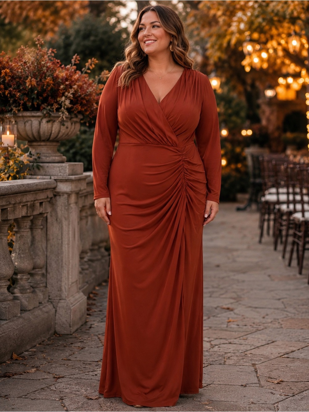 NWT Davids Bridal Cinnamon Long Sleeve Gown Plus Size 20